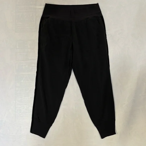 Athleta women’s large Black Velvet Stripe Joggers - Picture 2 of 6